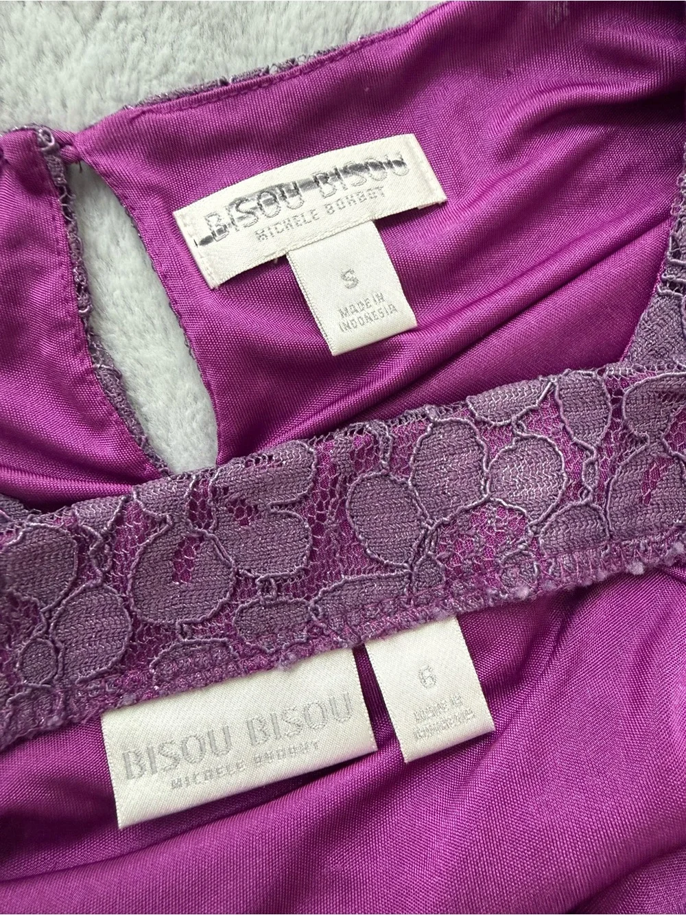 Bisou Bisou Purple Lace Matching Set Pencil Skirt and Cap Sleeve Top
